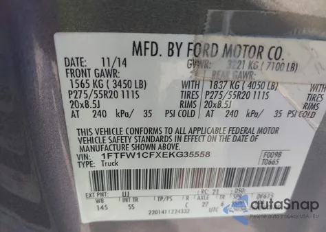 2014 Ford F-150 Stx from USA, damaged, VIN 1FTFW1CFXEKG35558